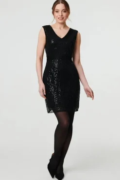 Sequin Embellished Sleeveless Mini Dress