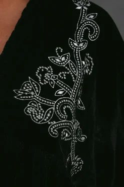 Sequin Embellished Velvet Batwing Top