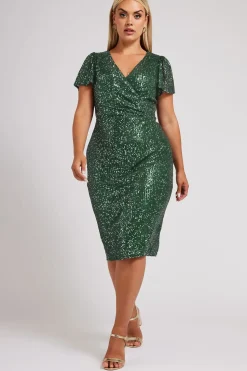 Sequin Embellished Wrap Dress