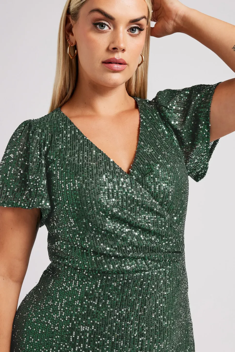 Sequin Embellished Wrap Dress