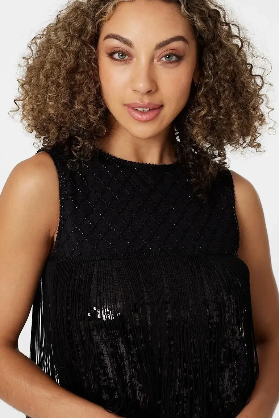 Sequin Fringed Shift Dress