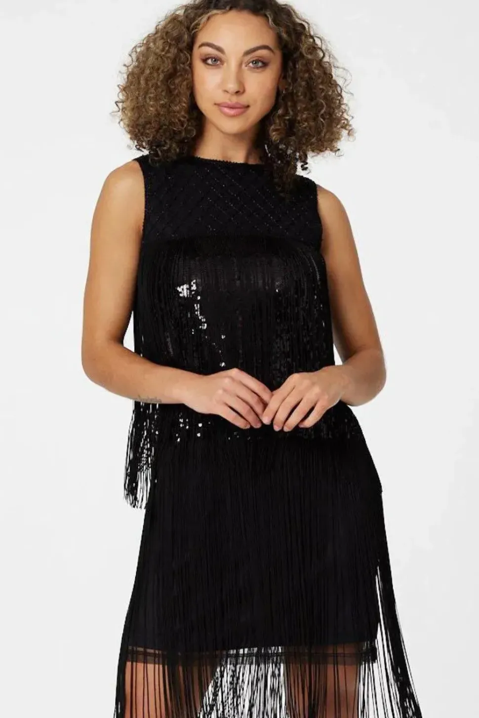 Sequin Fringed Shift Dress