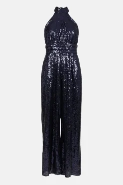 Sequin Halter Neck Jumpsuit