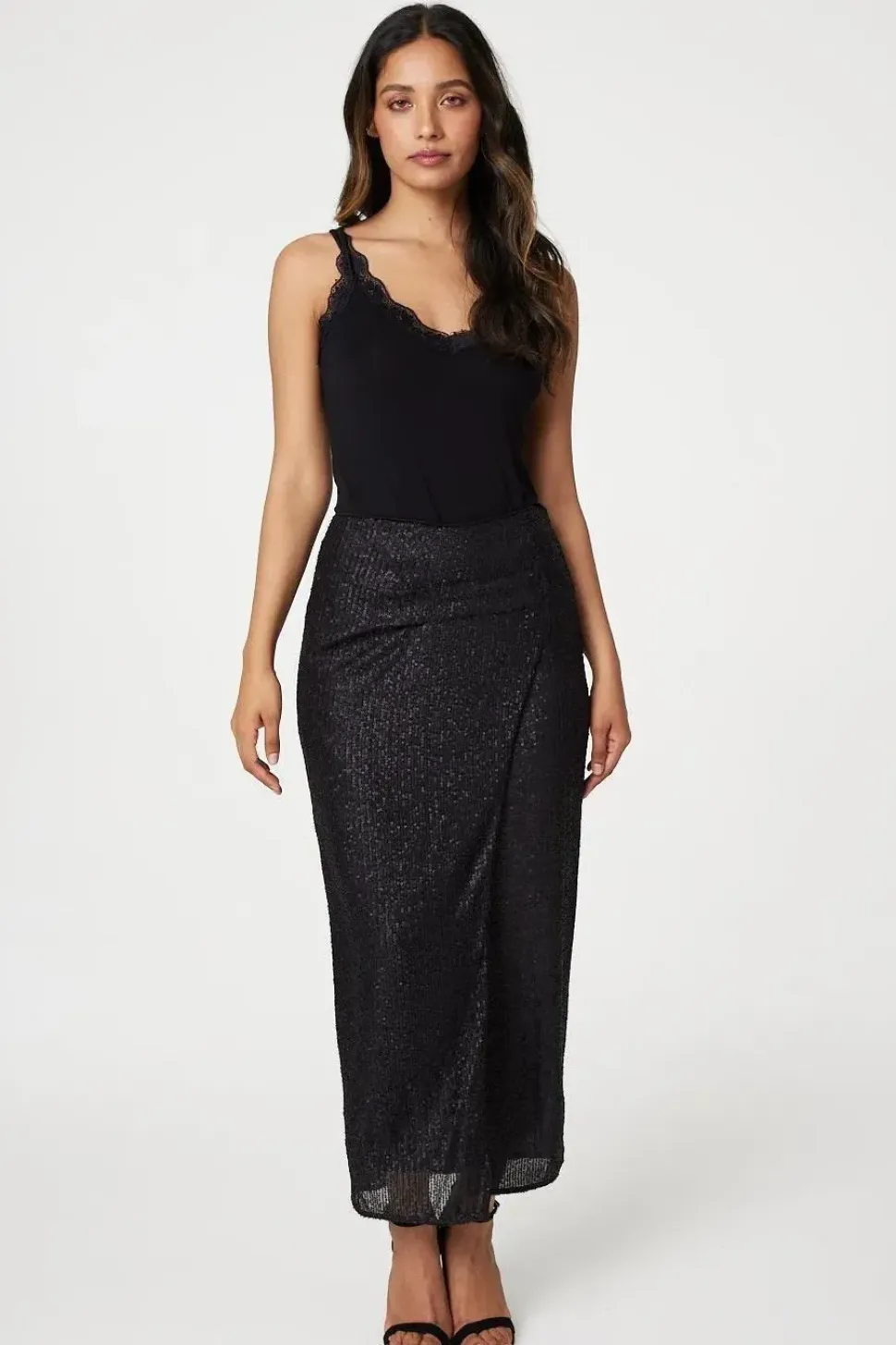Sequin High Waist Wrap Skirt