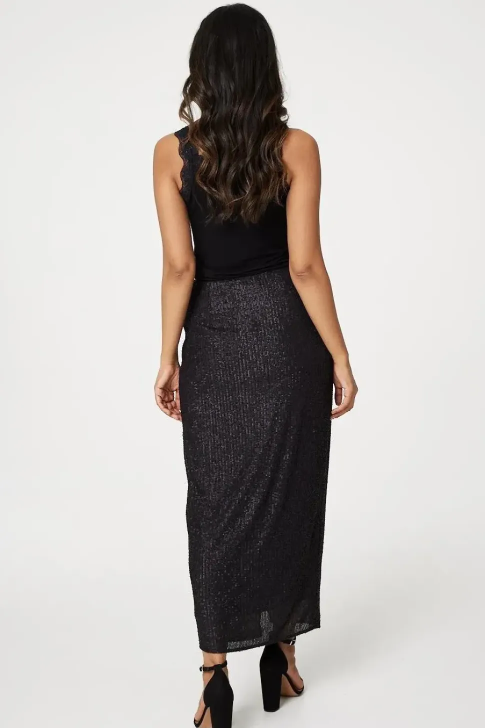 Sequin High Waist Wrap Skirt
