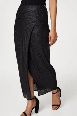 Sequin High Waist Wrap Skirt