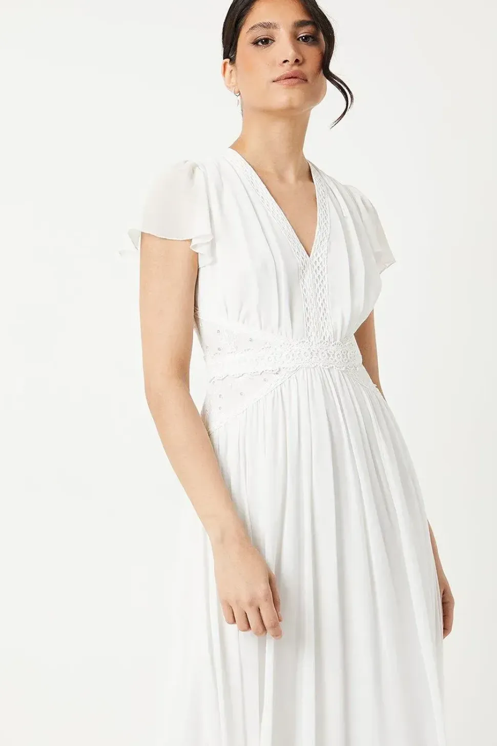 Sequin Lace Chiffon Maxi Wedding Dress