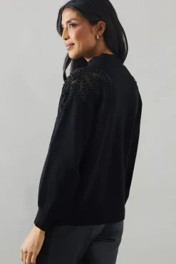 Sequin Leaf Shoulder Detail Jumper
