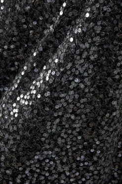 Sequin Mesh V Neck Trapeze Midi Dress