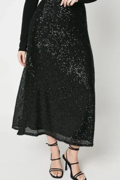 Sequin Midi Skirt
