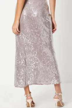 Sequin Midi Slip Skirt