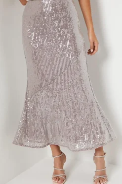 Sequin Midi Slip Skirt