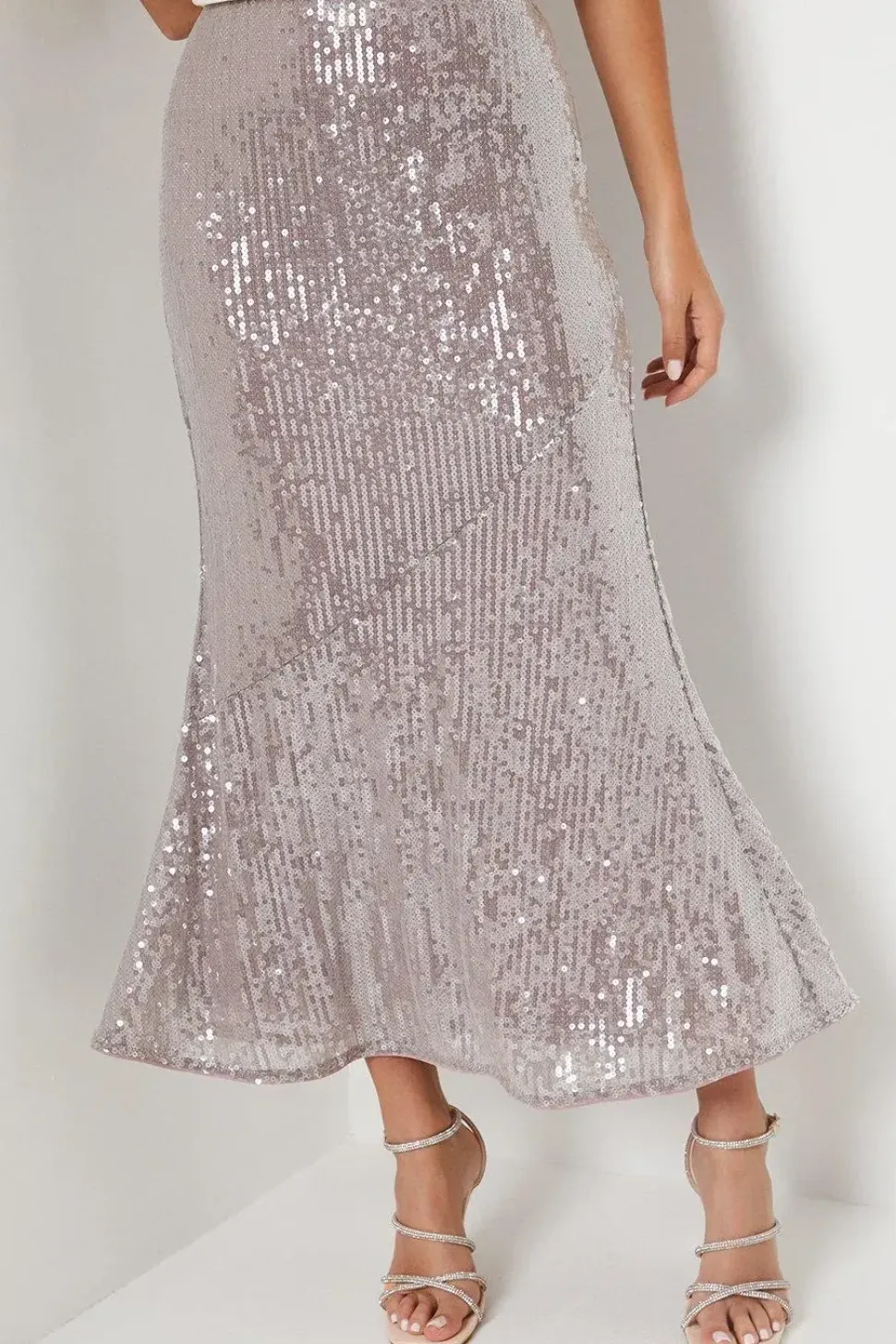 Sequin Midi Slip Skirt