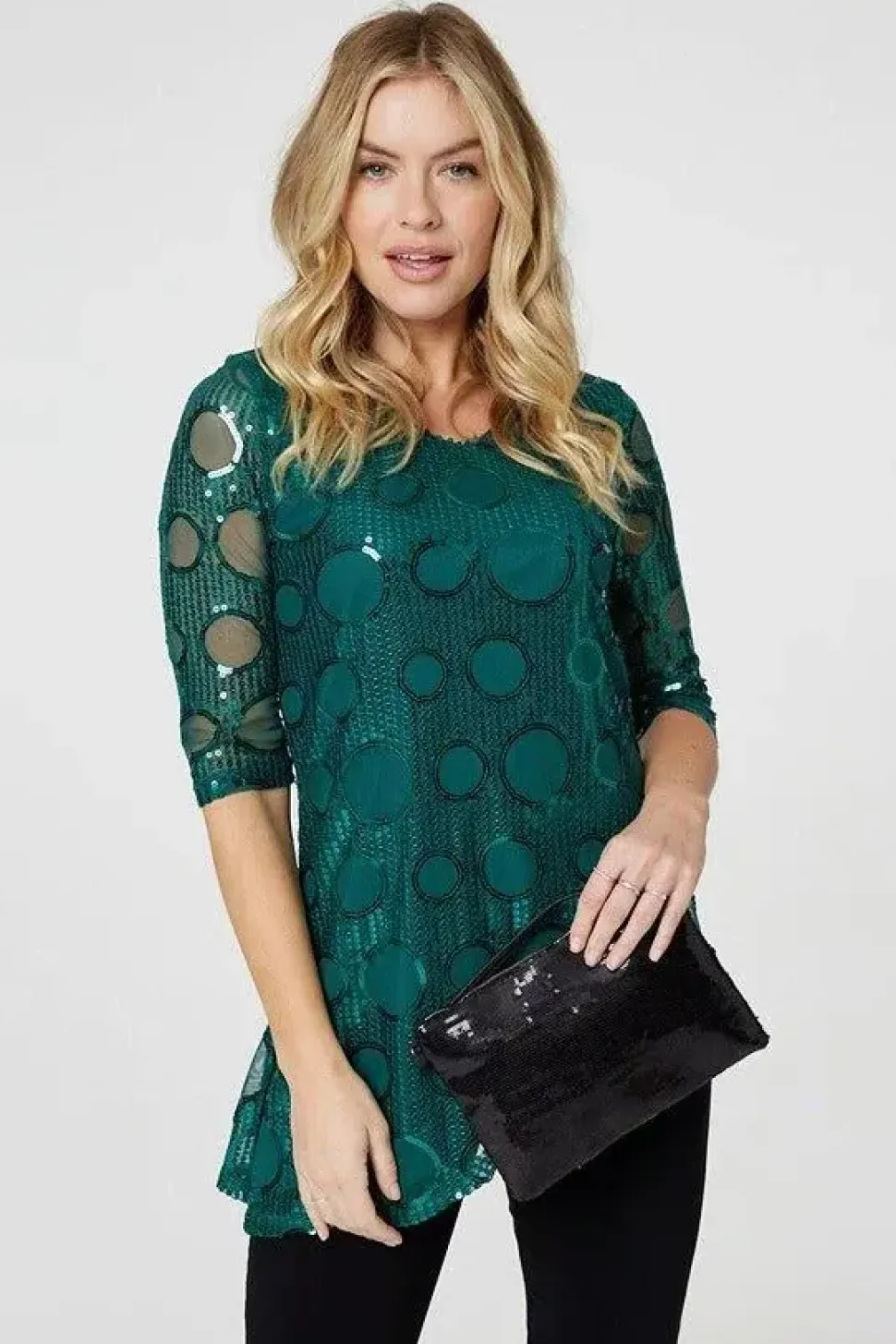 Sequin Polka Dot Asymmetric Top