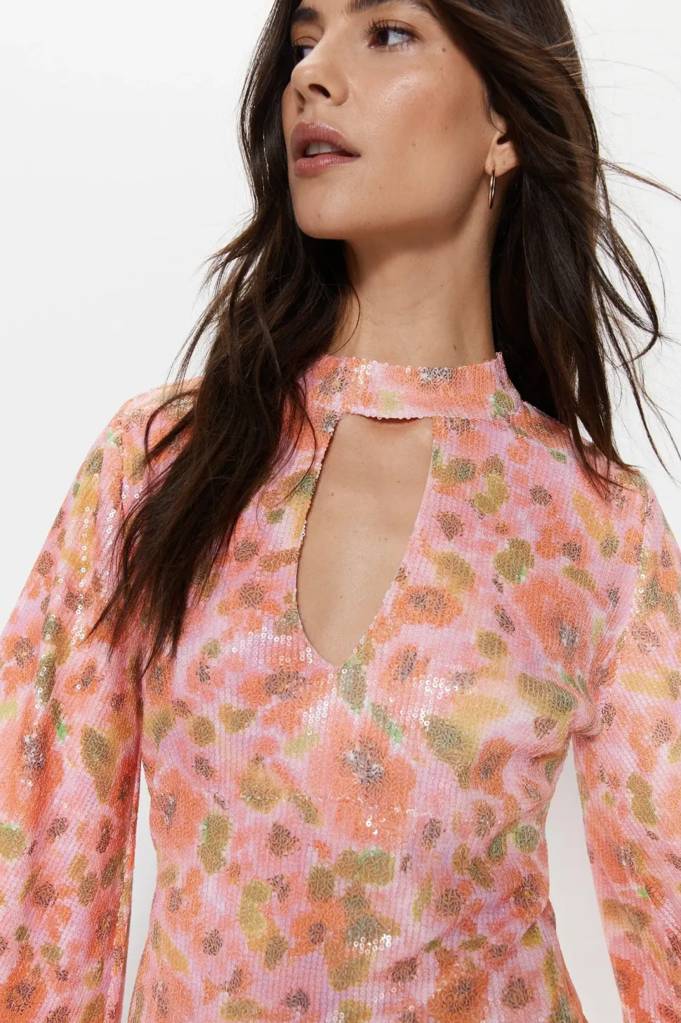 Sequin Print Keyhole Dress