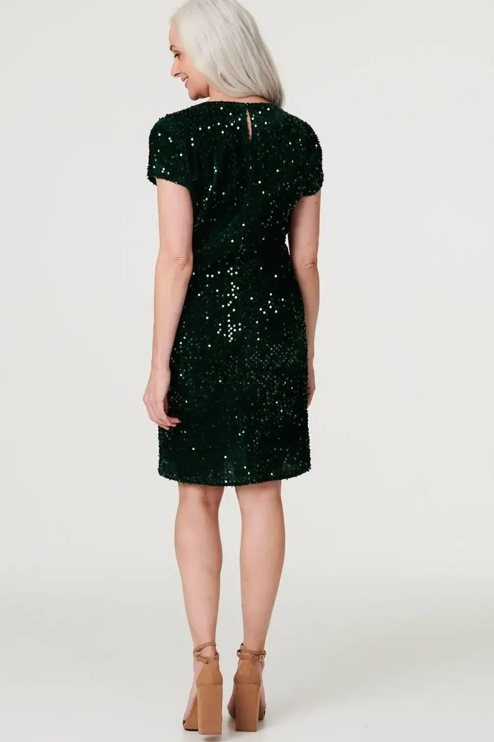 Sequin Short Sleeve Shift Dress