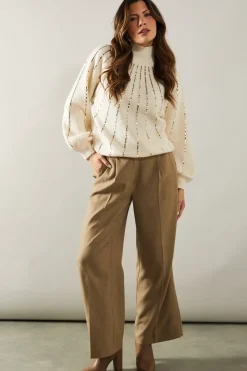 Sequin Stripe High Neck Jumper