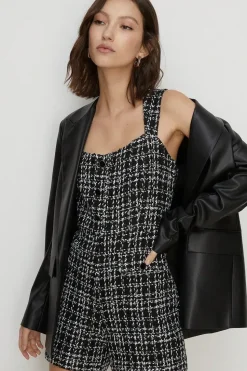 Sequin Tweed Button Through Playsuit