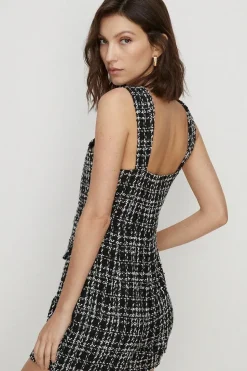Sequin Tweed Button Through Playsuit