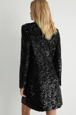 Sequin Tweed Double Breasted Blazer Dress