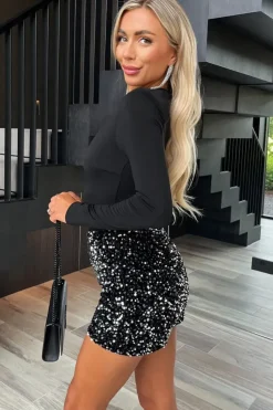 Sequin Velvet 2 in 1 Long Sleeve Playsuit