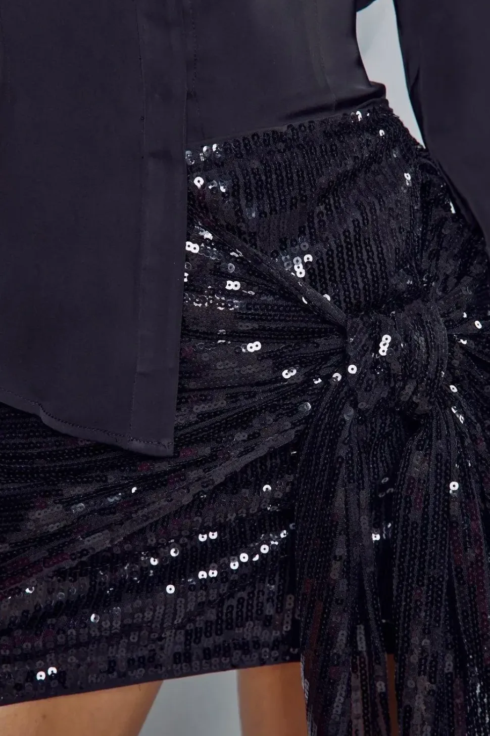 Sequin Wrap Tie Mini Skirt