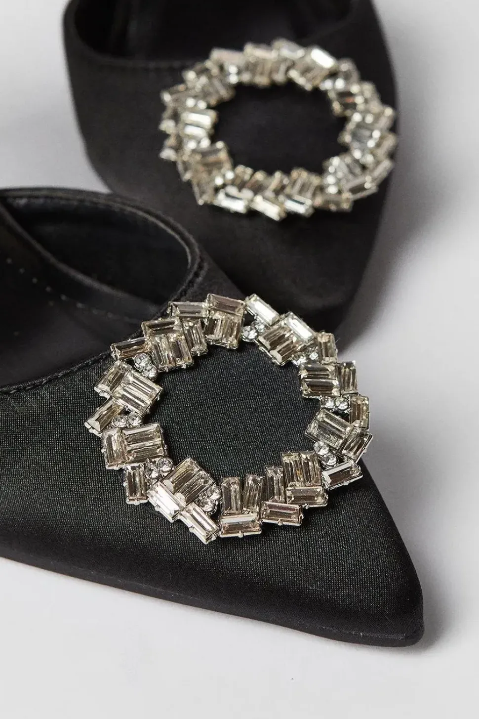 Serenity Satin Brooch Detail High Heel Slingback Court Shoes