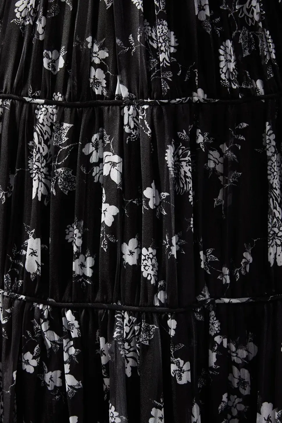 Shadow Satin Stripe Piping Detail Midi Dress