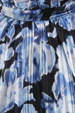 Shadow Stripe High Neck Tie Back Mini Dress