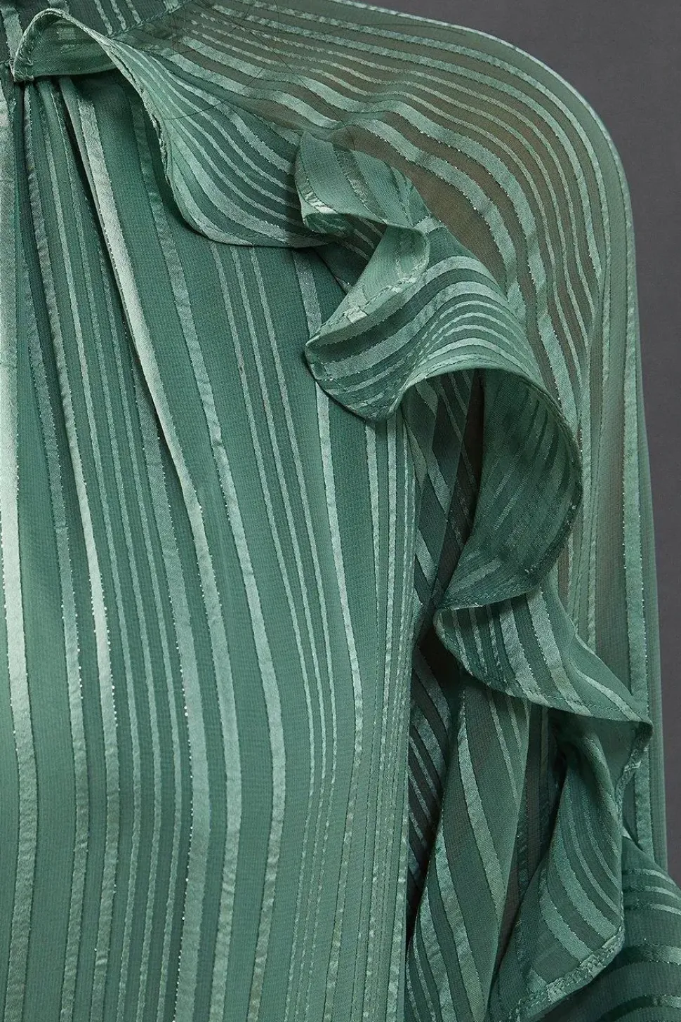 Shadow Stripe Tie Back Neck Ruffle Tier Midi Dress
