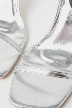 Shantal Metallic Square Toe Barely-there Strappy High Heeled Sandals