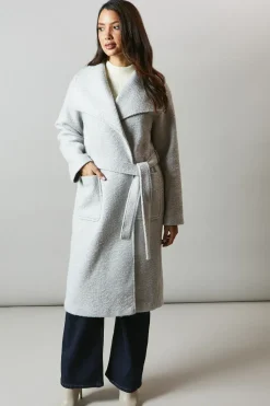 Shawl Collar Patch Pocket Belted Coat