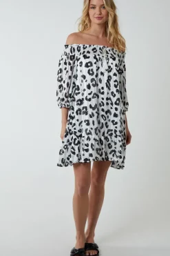 Sheared Neck Bardot Dress
