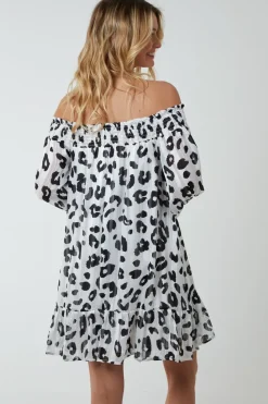 Sheared Neck Bardot Dress