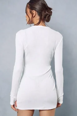 Sheer Jersey Long Sleeve Mini Dress