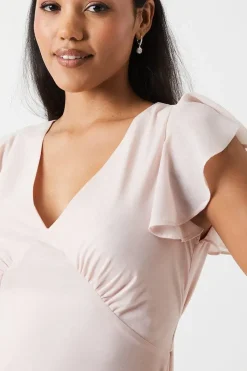 Shimmer Chiffon Angel Sleeve Bridesmaid Maxi Dress