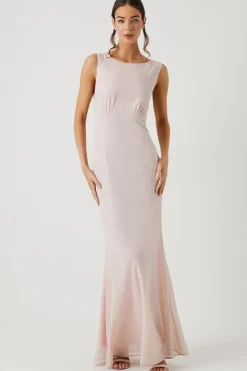 Shimmer Chiffon Cowl Back Bridesmaid Maxi Dress