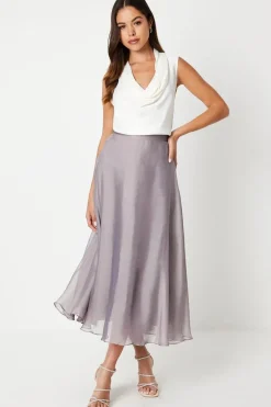 Shimmer Chiffon Midi Skirt