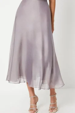 Shimmer Chiffon Midi Skirt