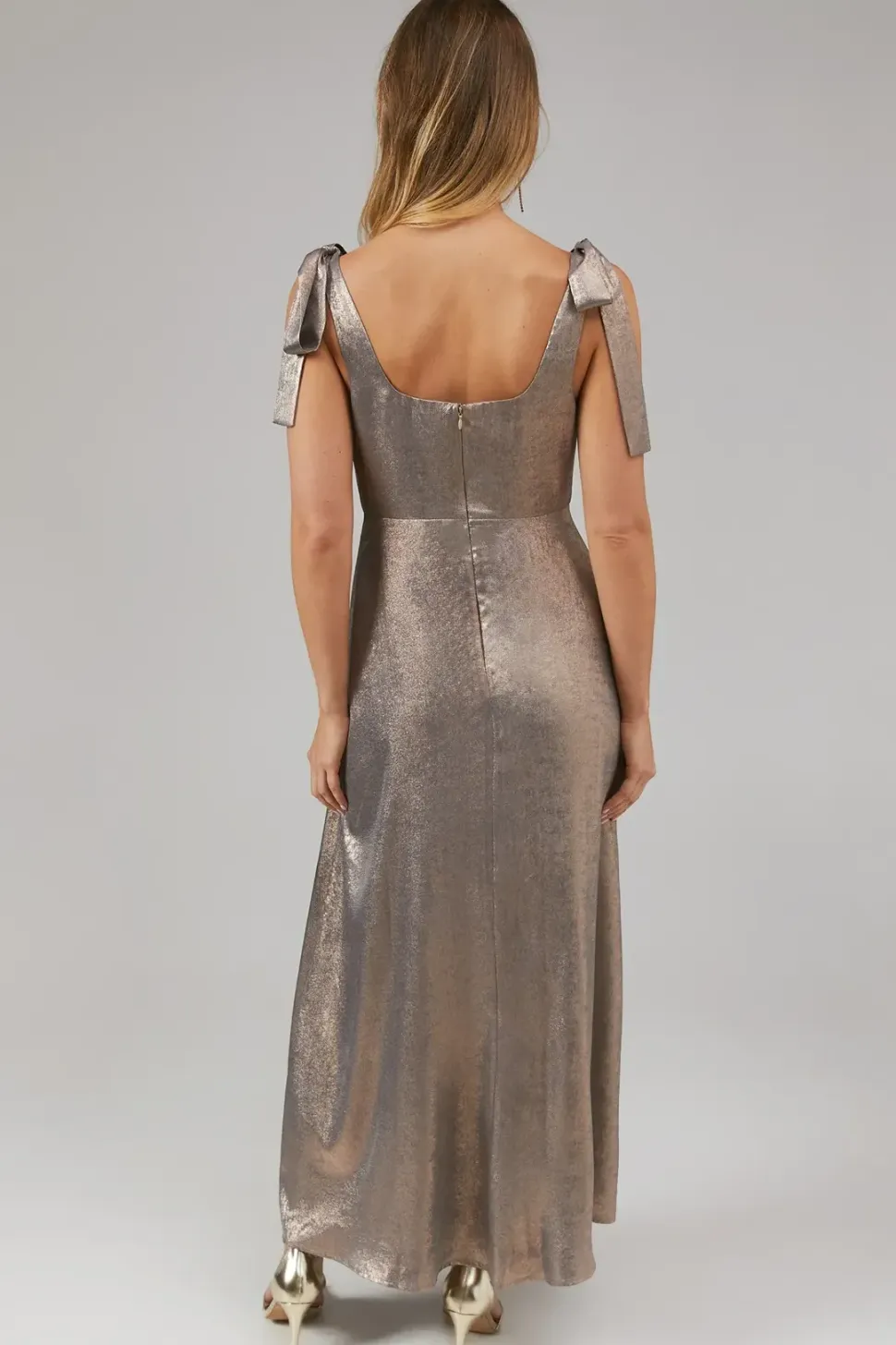 Shimmer Chiffon Tie Shoulder Bridesmaids Dress