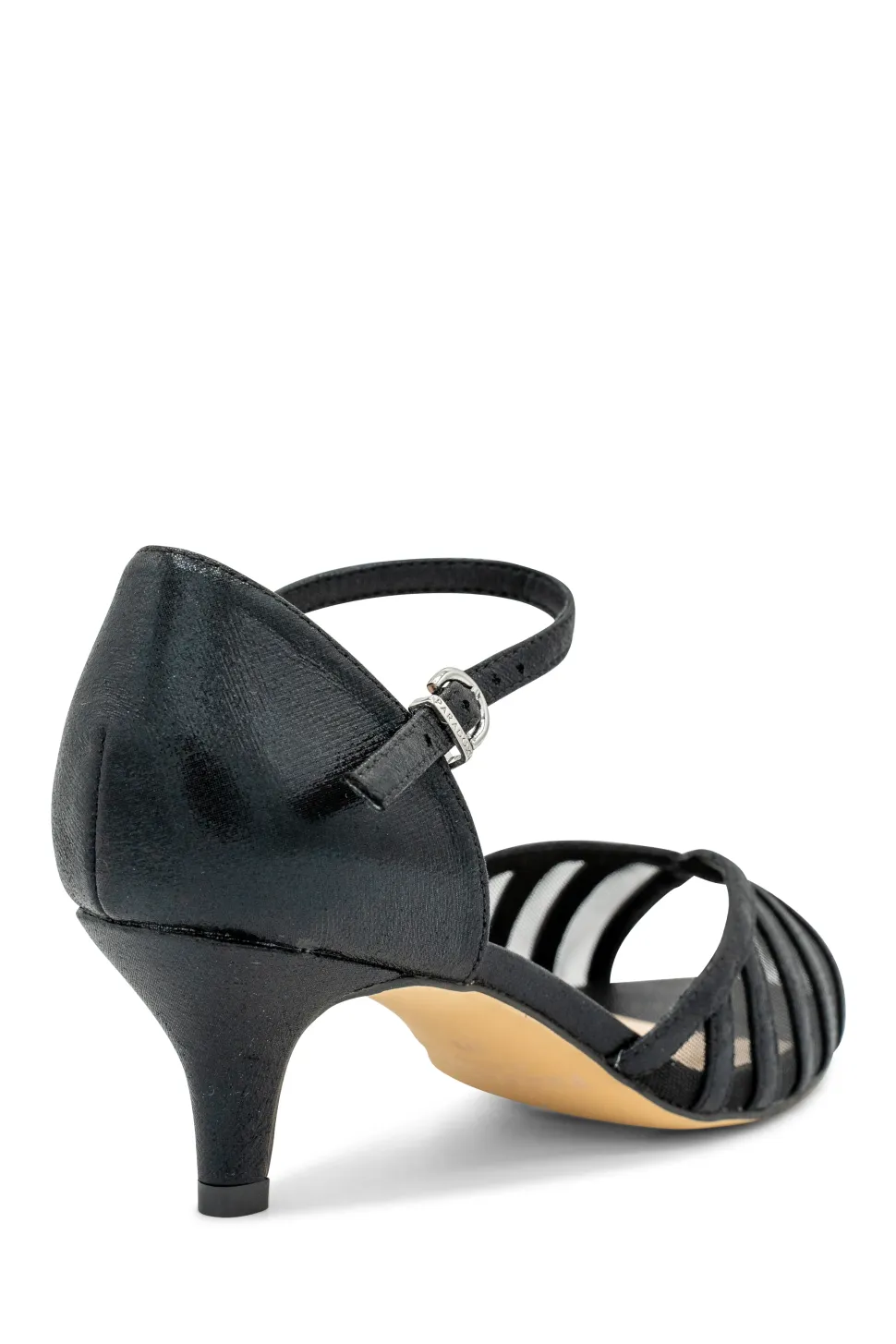 Shimmer 'Evelyn' Wide Fit Mid Kitten Heel Ankle Strap Sandal