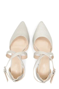 Shimmer 'Farrah' Wide Fit Mid Block Heel Cross Strap Court Shoe