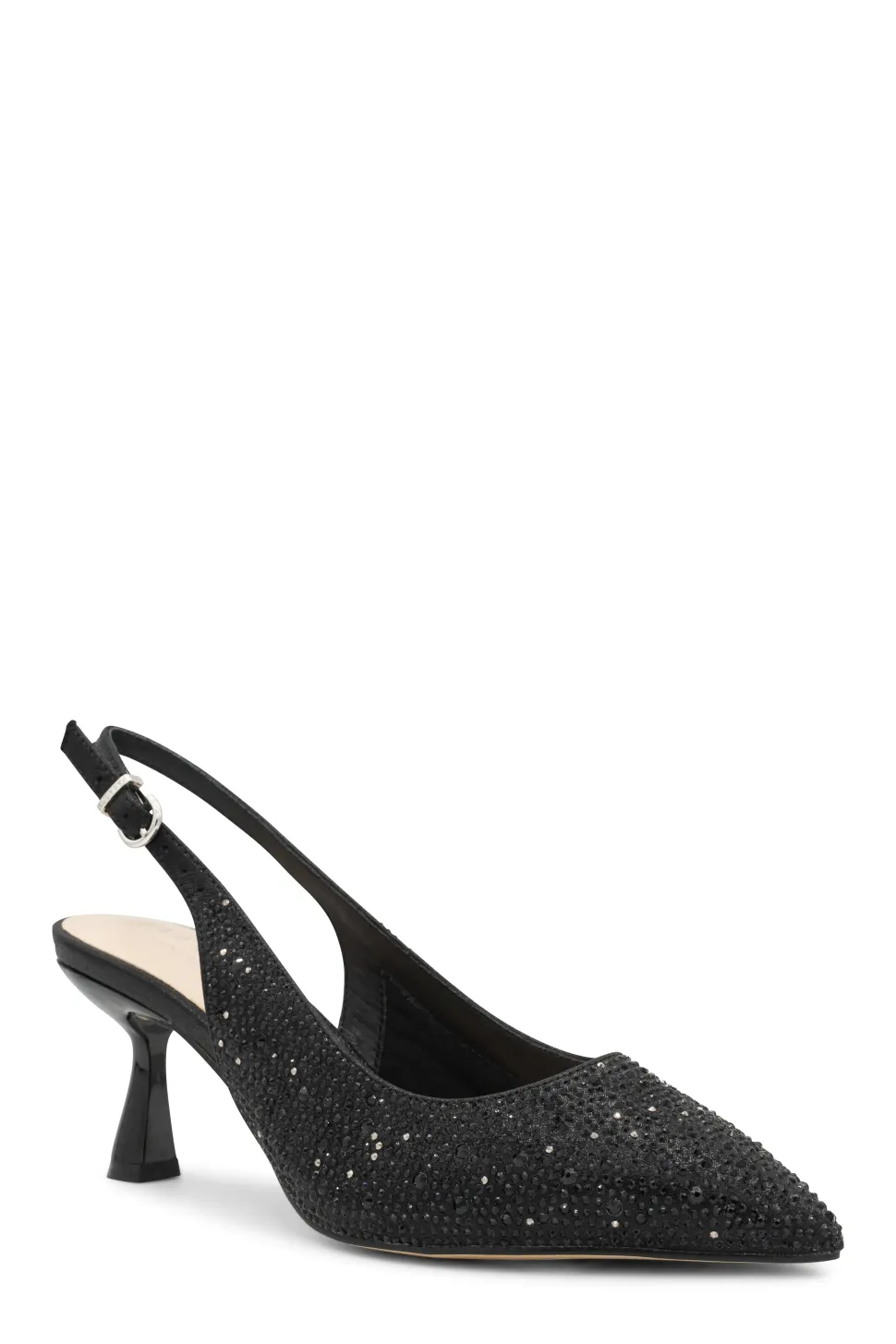 Shimmer 'Fiora' Wide Fit Mid Kitten Heel Slingback Shoe