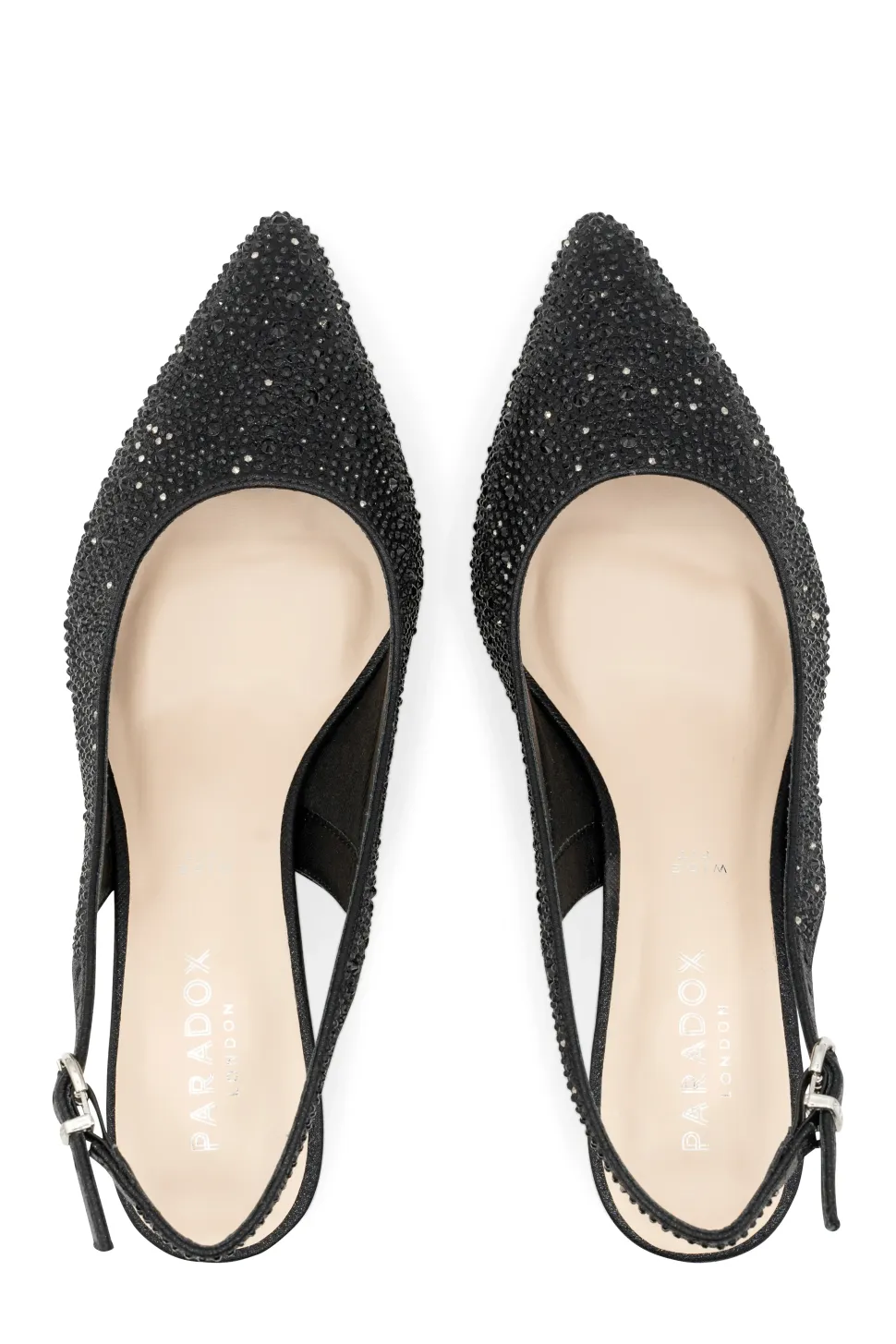 Shimmer 'Fiora' Wide Fit Mid Kitten Heel Slingback Shoe