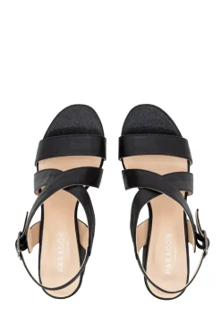 Shimmer 'Ida' Mid Heel Block Heel Sandal