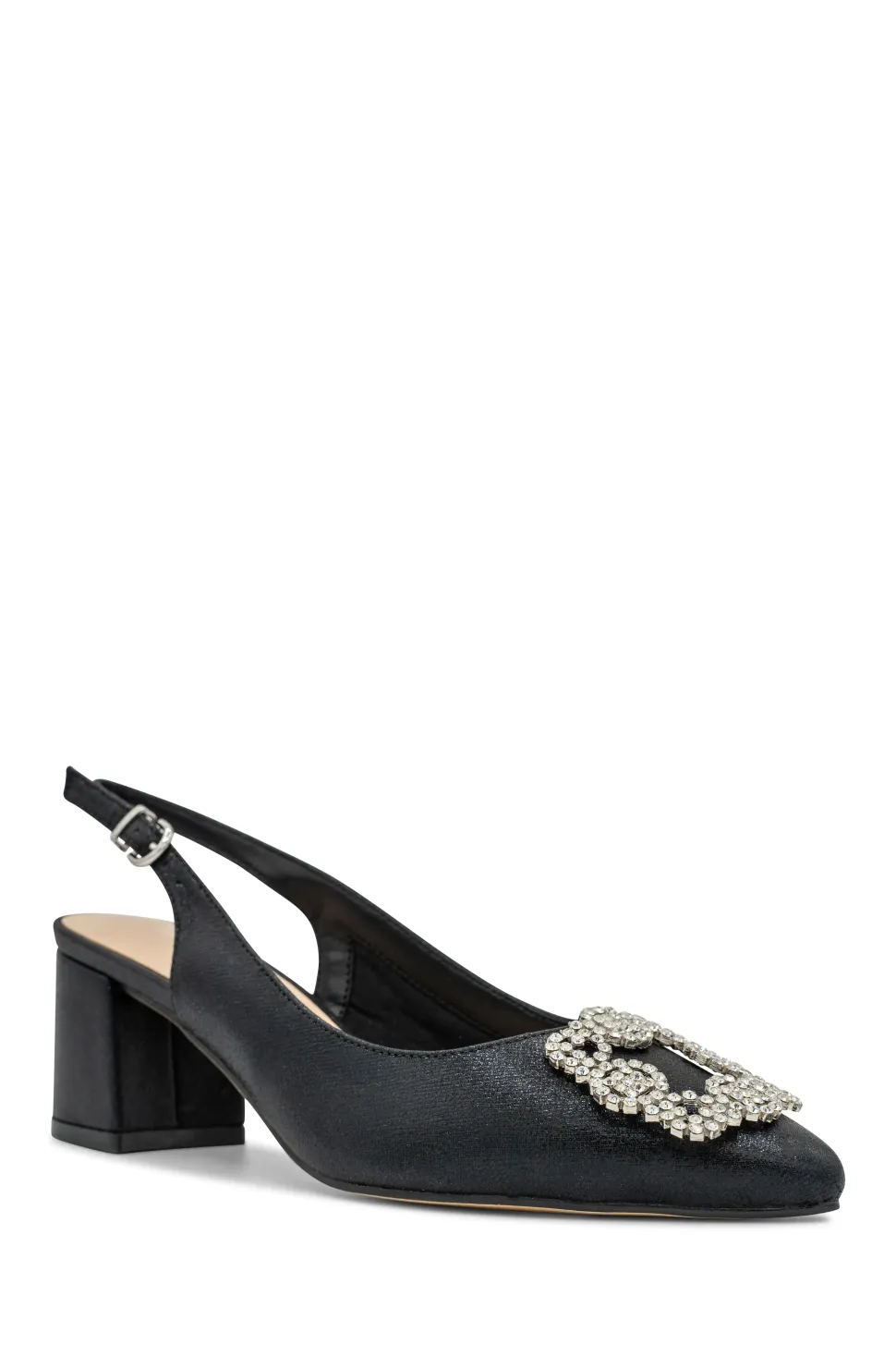 Shimmer 'Innika' Mid Block Heel Slingback Court Shoe