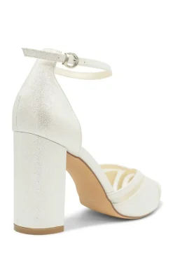 Shimmer 'Rhea' High Block Heel Ankle Strap Court Shoes