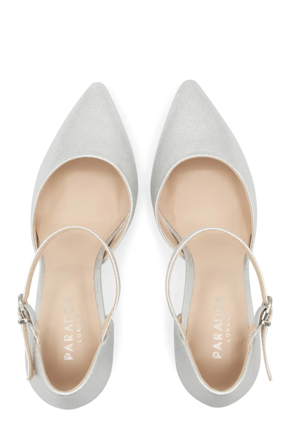 Shimmer 'Romona' High Block Heel Ankle Strap Court Shoe