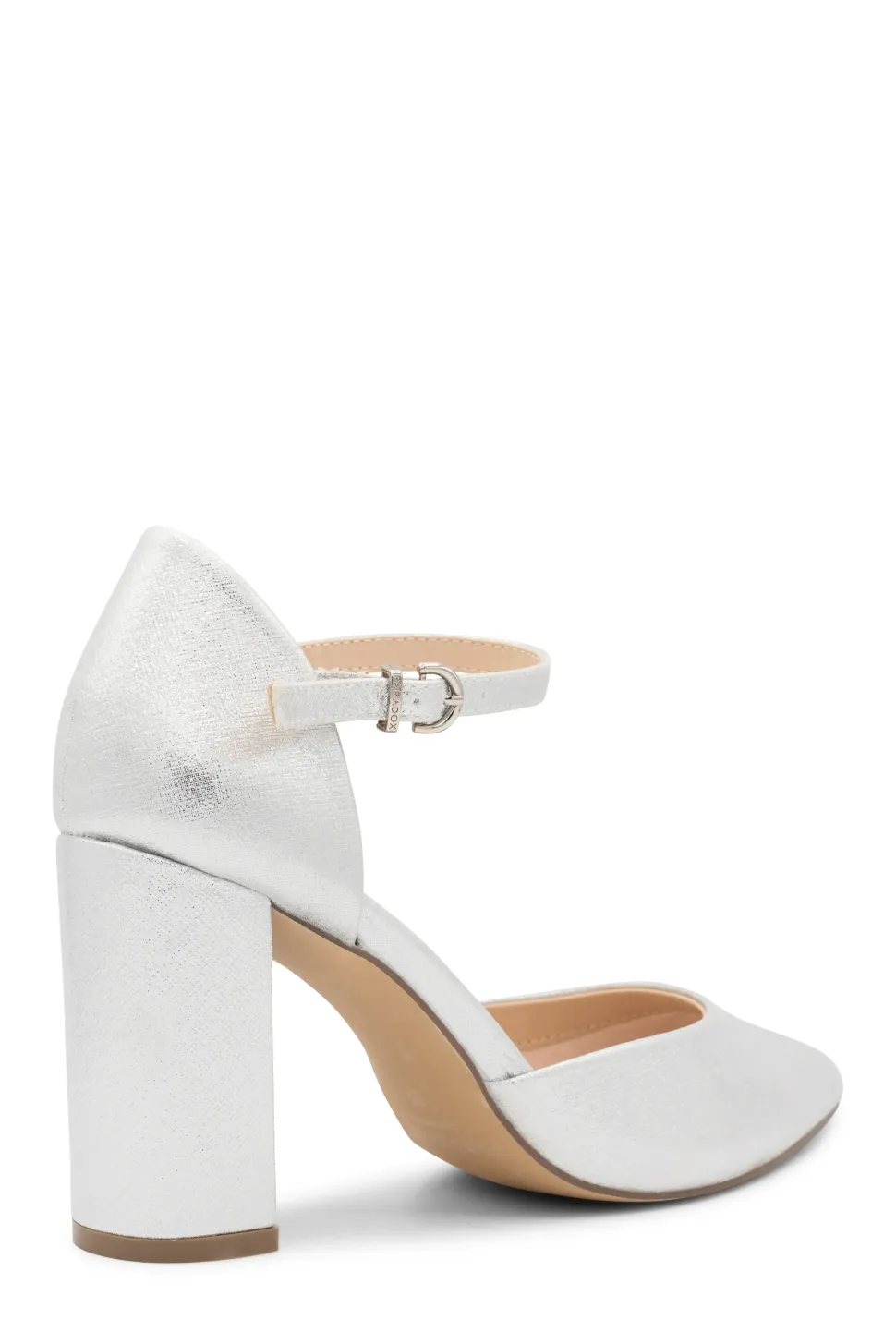 Shimmer 'Romona' High Block Heel Ankle Strap Court Shoe