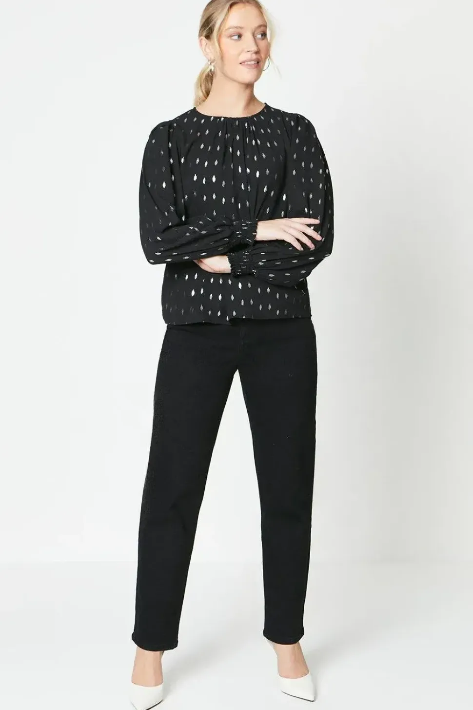 Shirred Cuff Blouse